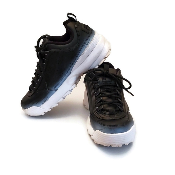 Fila Shoes - Fila Disrupter 2 Brights Chunky Sneaker Fade Black White Size 6.5